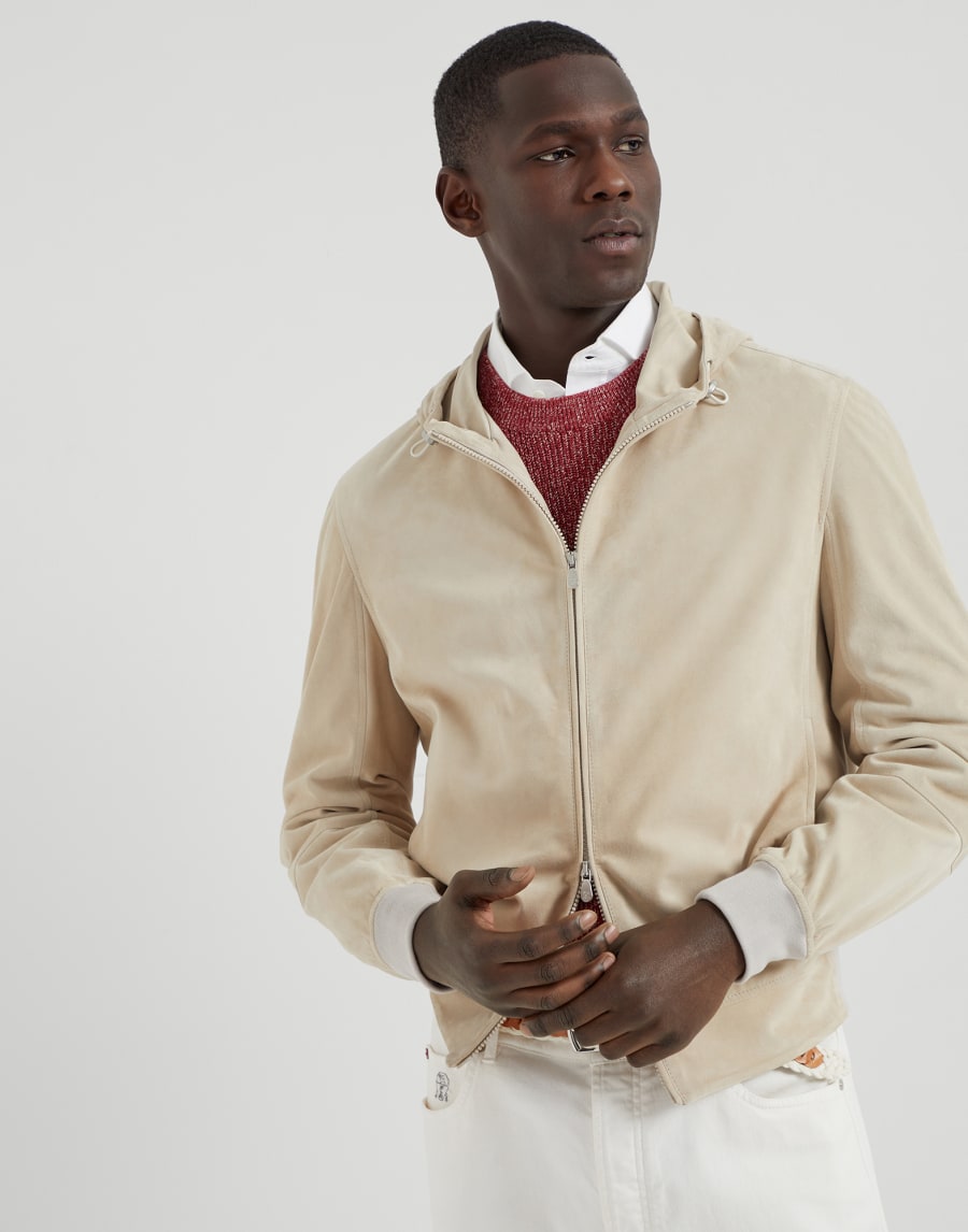 ジップアップ スウェットパーカー エクリュ メンズ - Brunello Cucinelli