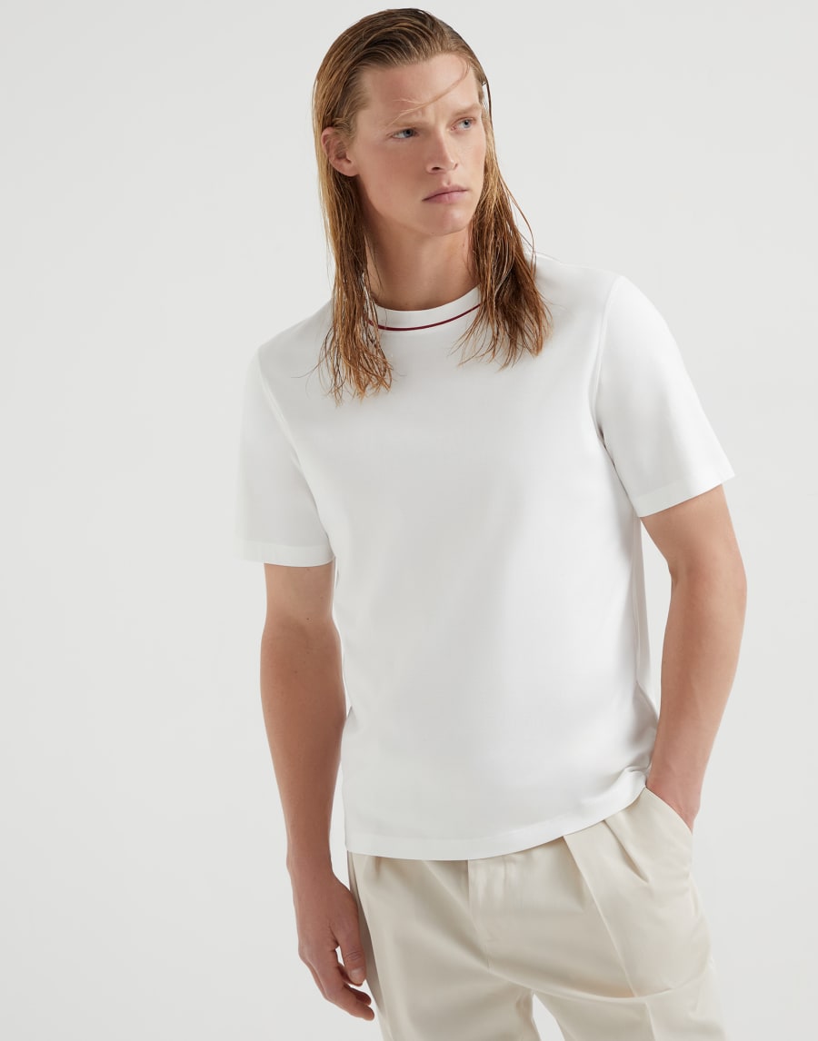 Футболка из джерси Белый с Сероватым Оттенком Мужчина - Brunello Cucinelli