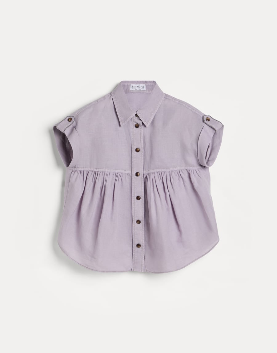 细牛津布料衬衫 丁香紫 女童 - Brunello Cucinelli