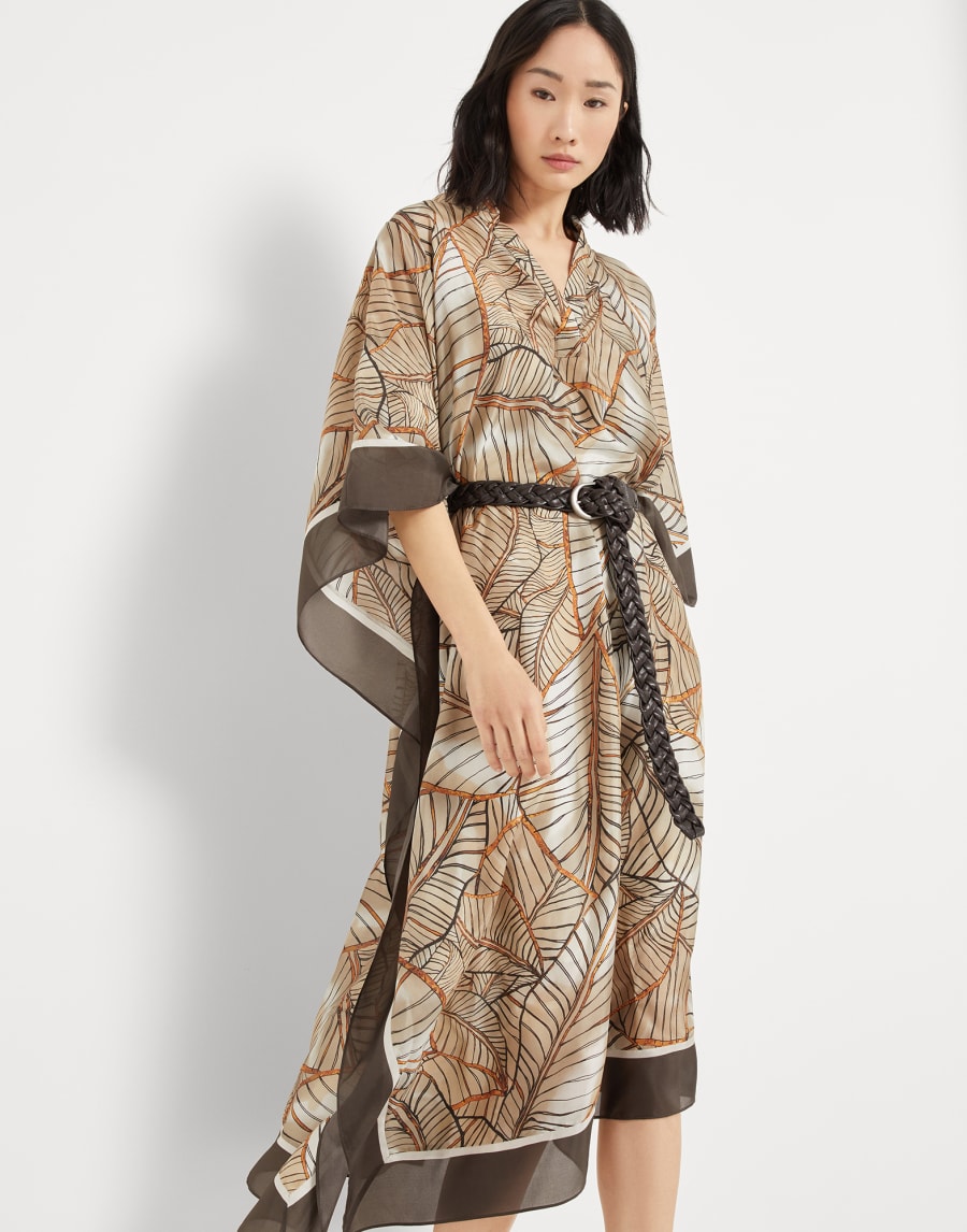 Платье-туника с принтом Папирус Мультиколор Женщина - Brunello Cucinelli