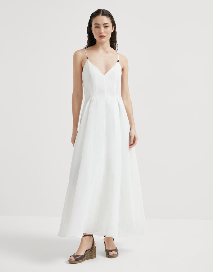 Платье из органзы с цепочкой Мониль Белый Женщина - Brunello Cucinelli