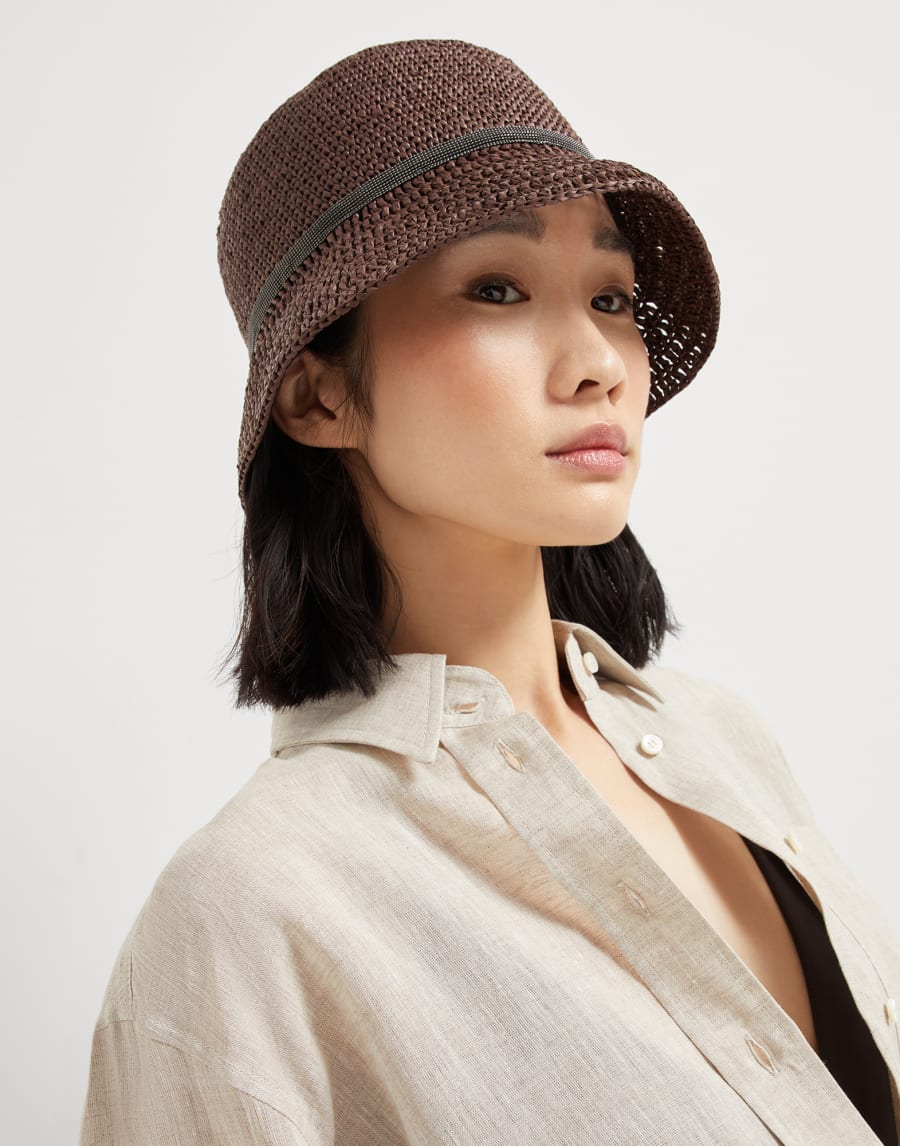 Bucket hat with monili Rust Brown Woman - Brunello Cucinelli