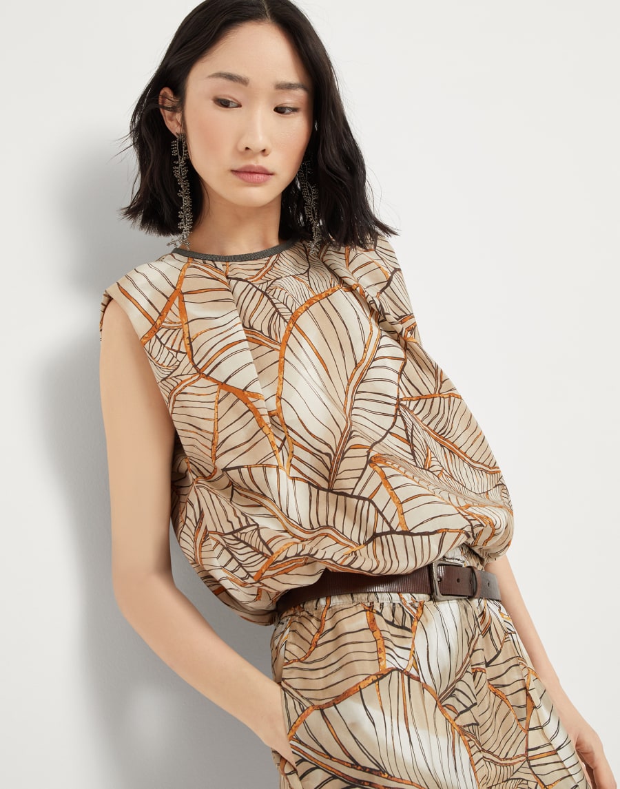 Топ с принтом Папирус с цепочкой Мониль Мультиколор Женщина - Brunello Cucinelli