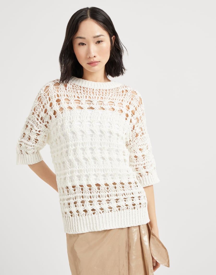 Maglia Textured Net Panama Donna - Brunello Cucinelli