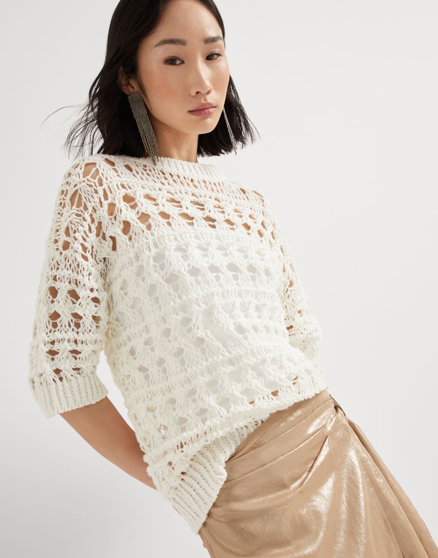 Maglia Textured Net Panama Donna - Brunello Cucinelli