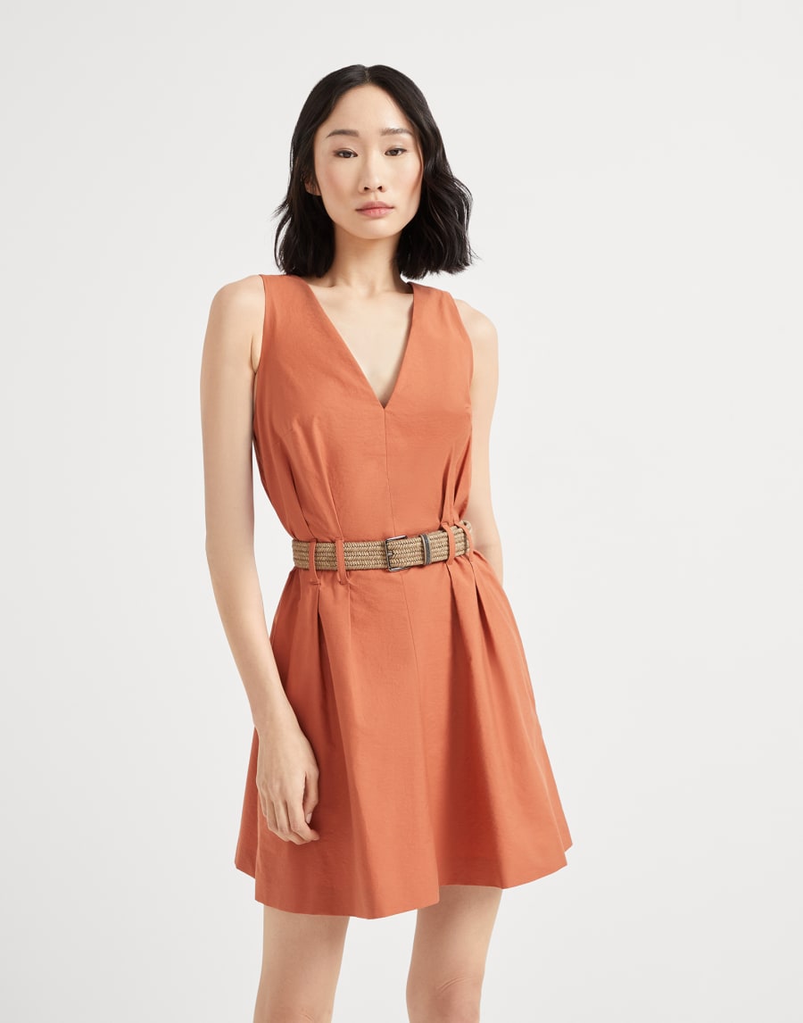 Abito Mini in twill con monile Mandarino Donna - Brunello Cucinelli