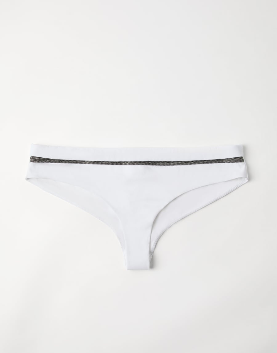 镶珠装饰比基尼泳裤 白色 女款 - Brunello Cucinelli