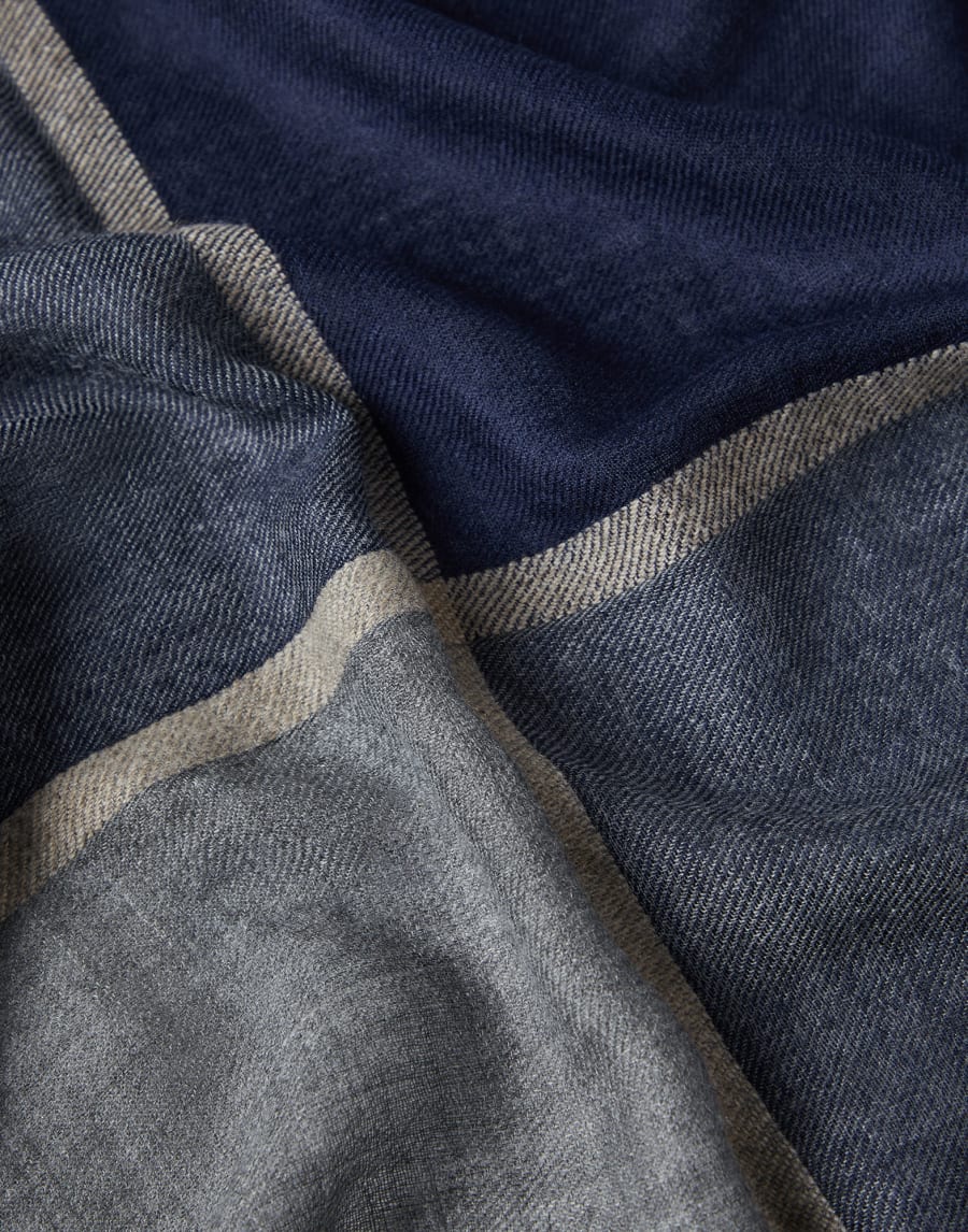 Cashmere and silk scarf Marine Man - Brunello Cucinelli