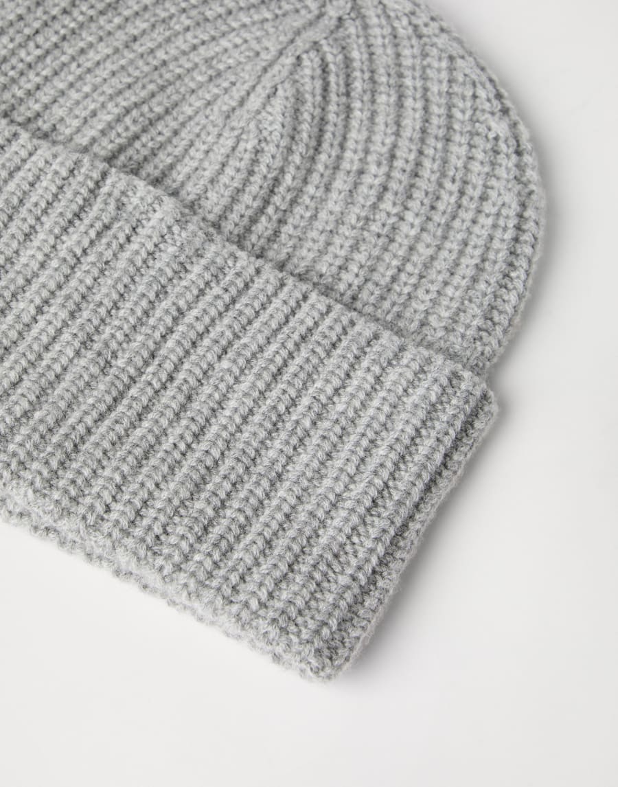 Cashmere rib knit beanie Light Grey Man - Brunello Cucinelli