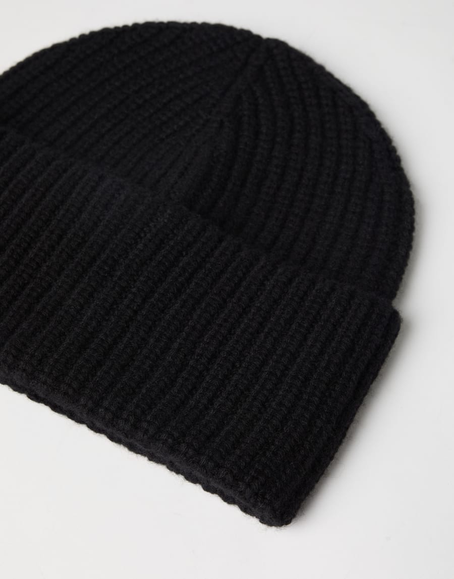 Cashmere rib knit beanie Black Man - Brunello Cucinelli