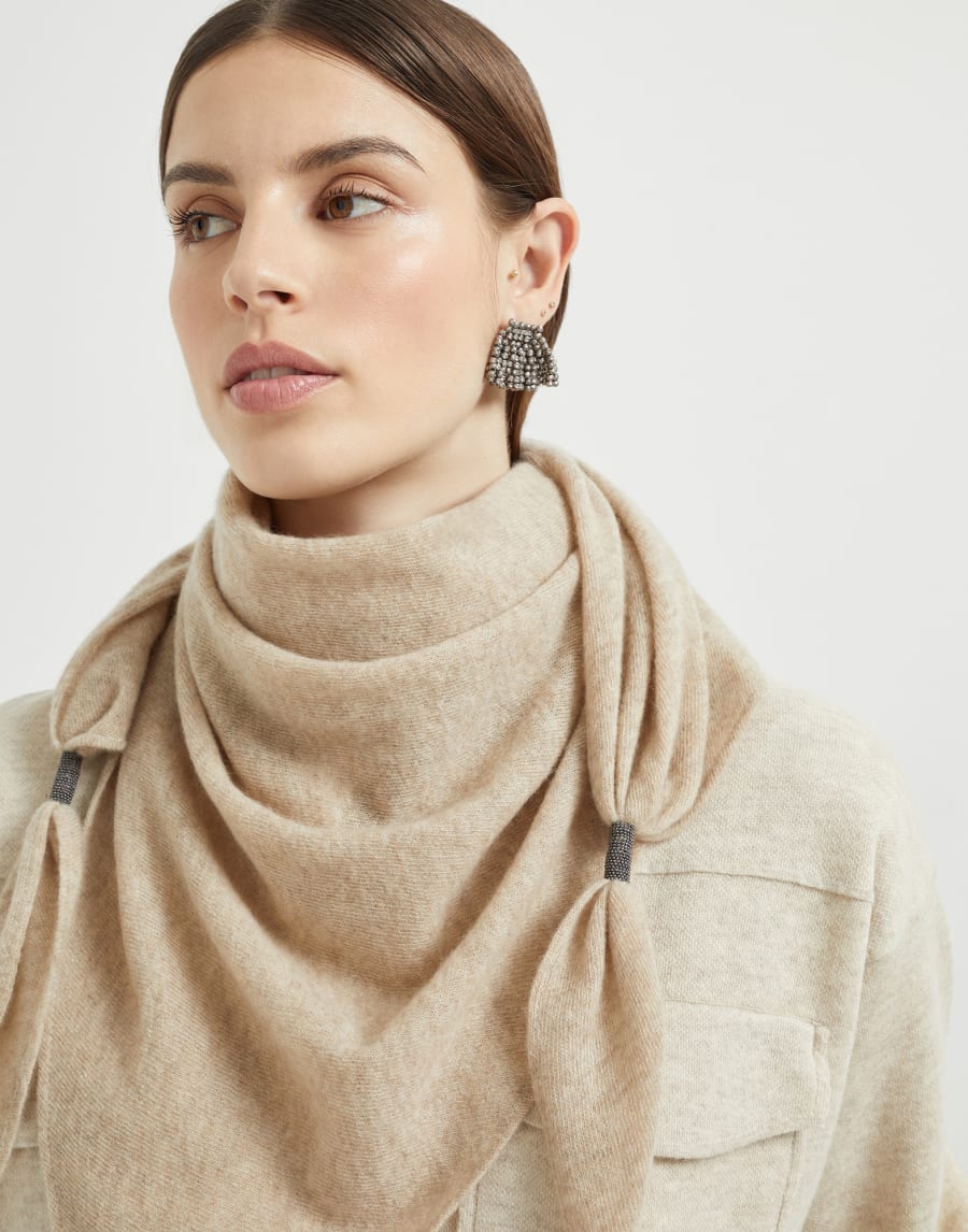 Scarf with monili Cool Beige Woman - Brunello Cucinelli