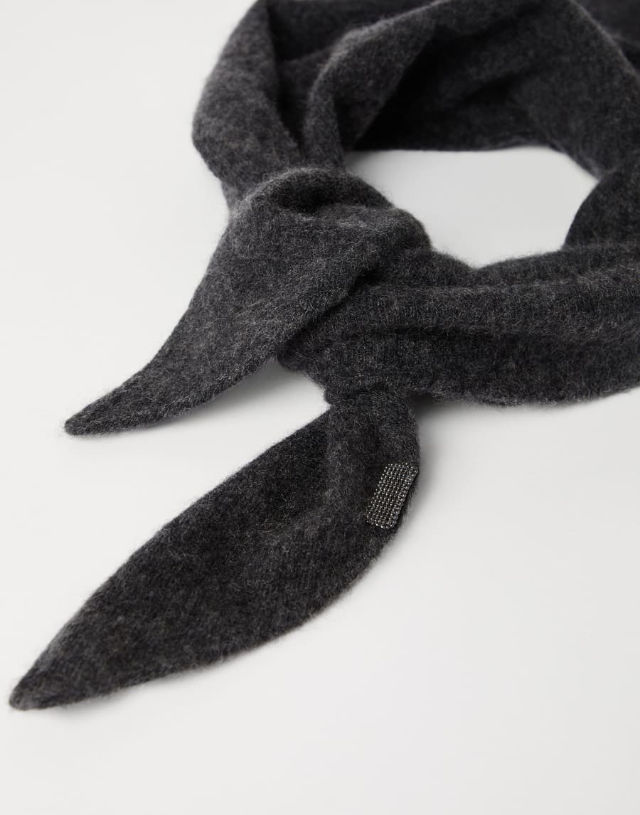 Cashmere foulard with monili Anthracite Woman - Brunello Cucinelli