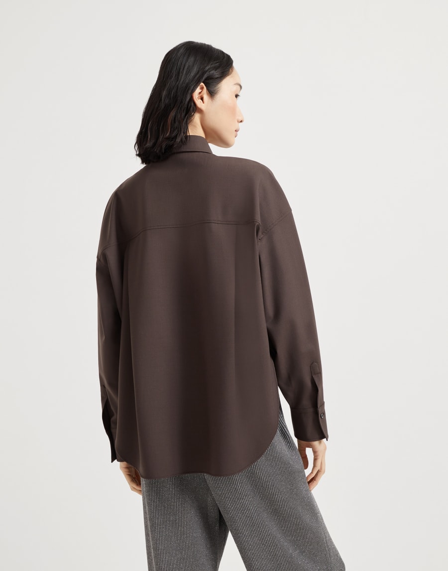 Tropical Luxury Wool shirt Cocoa Woman - Brunello Cucinelli