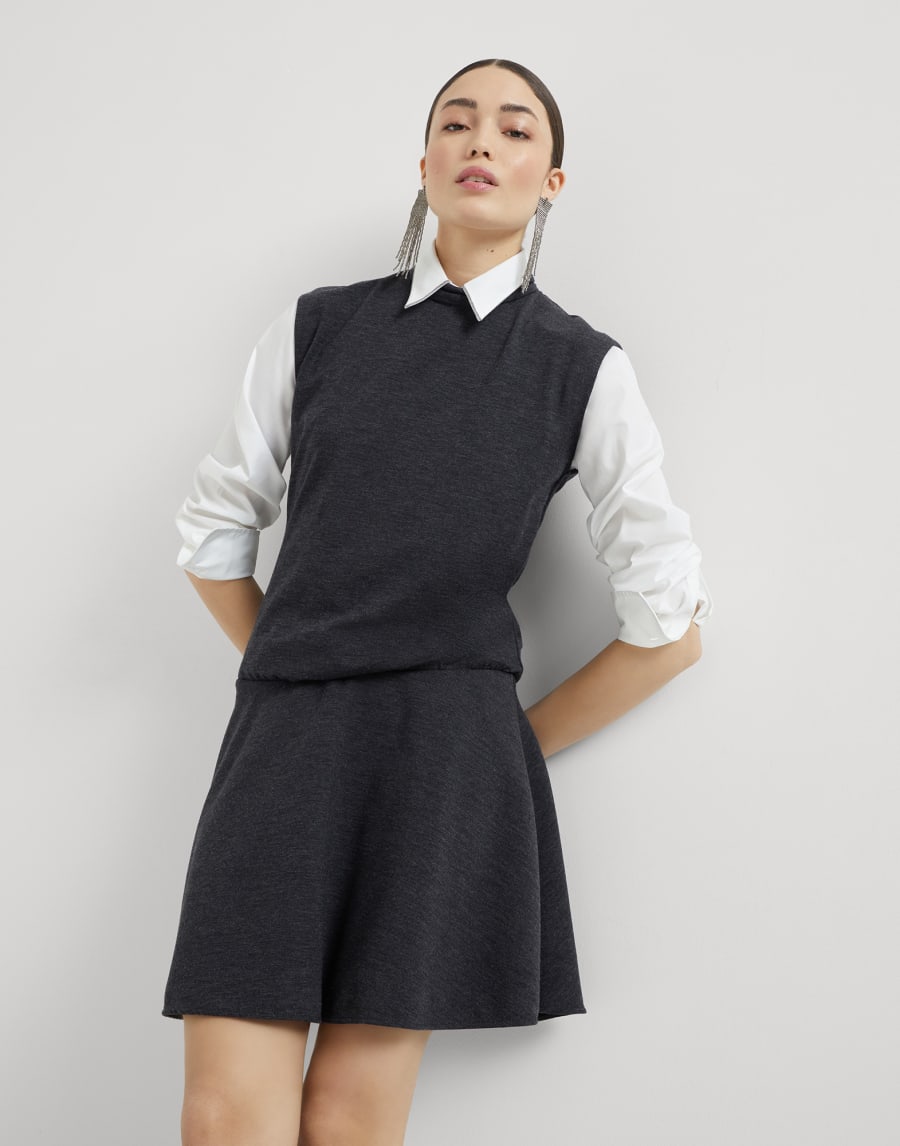 Mini dress with monili Anthracite Woman - Brunello Cucinelli