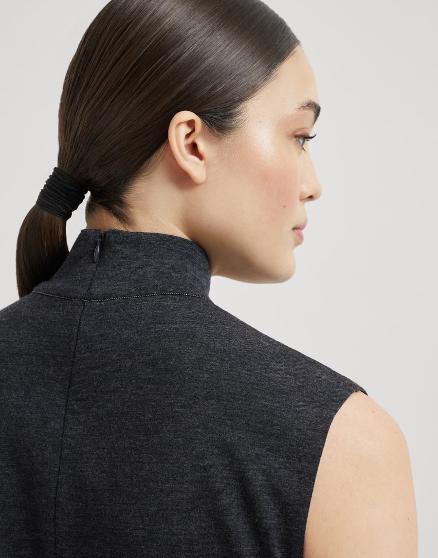 Mini dress with monili Anthracite Woman - Brunello Cucinelli