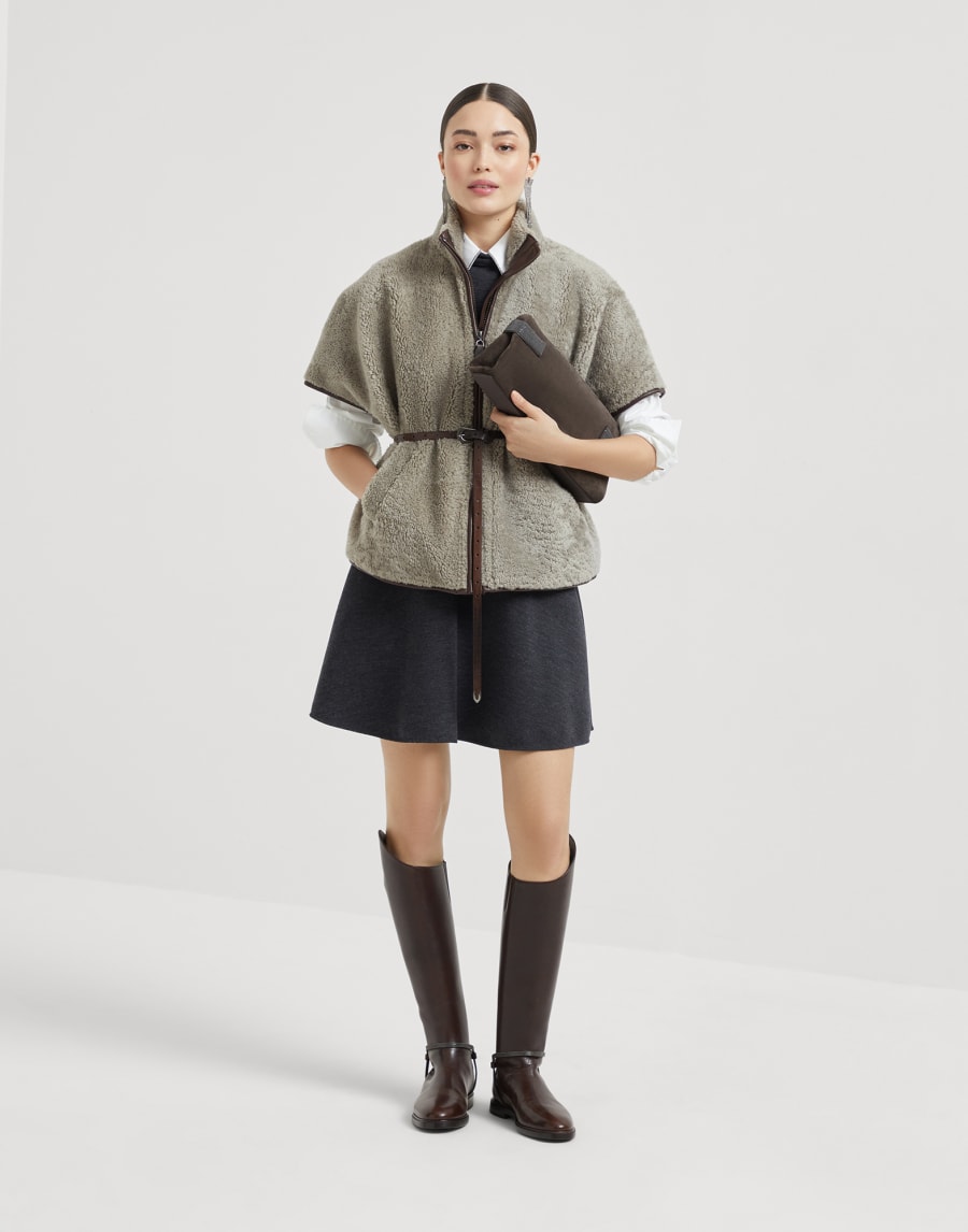 Mini dress with monili Anthracite Woman - Brunello Cucinelli