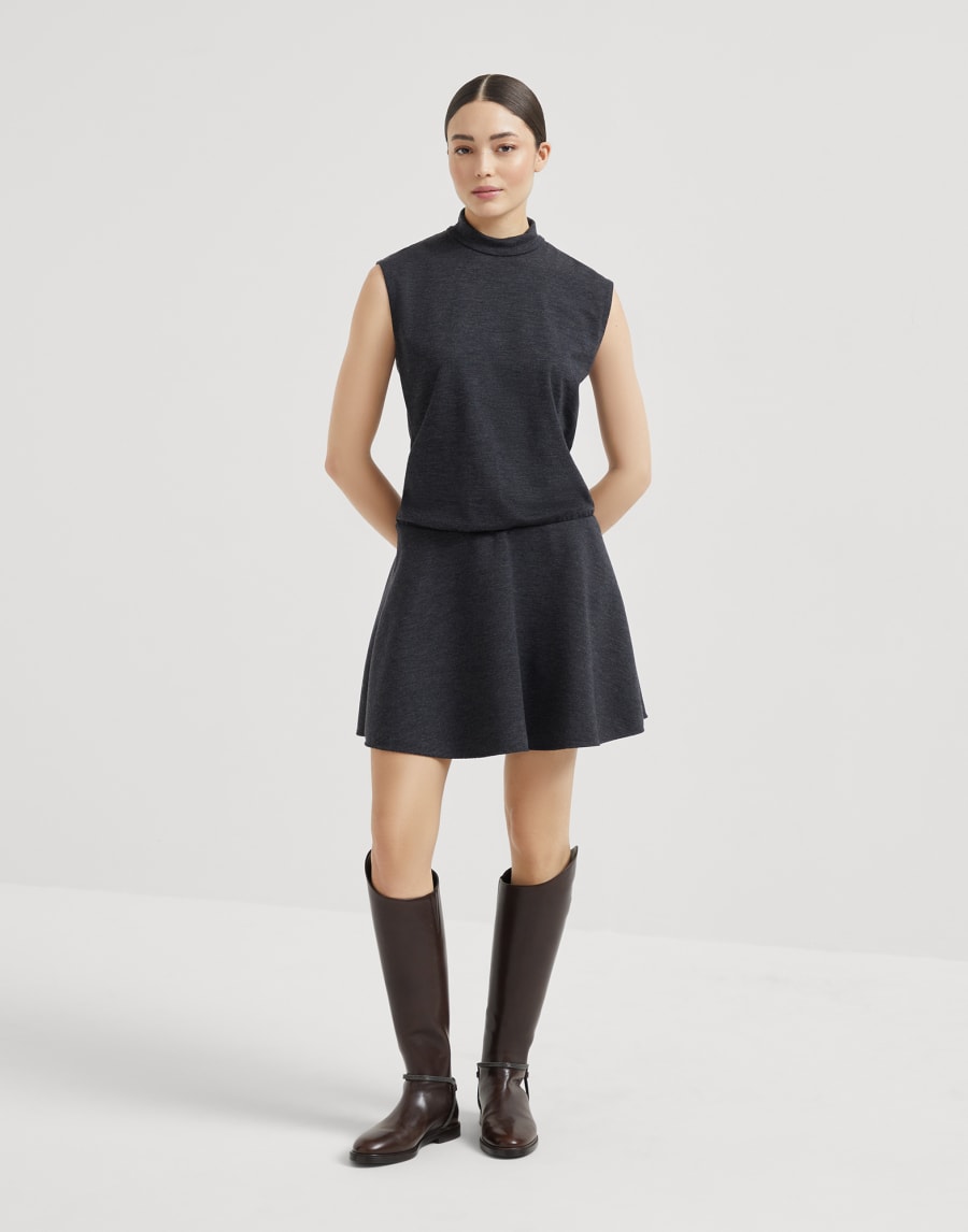 Mini dress with monili Anthracite Woman - Brunello Cucinelli