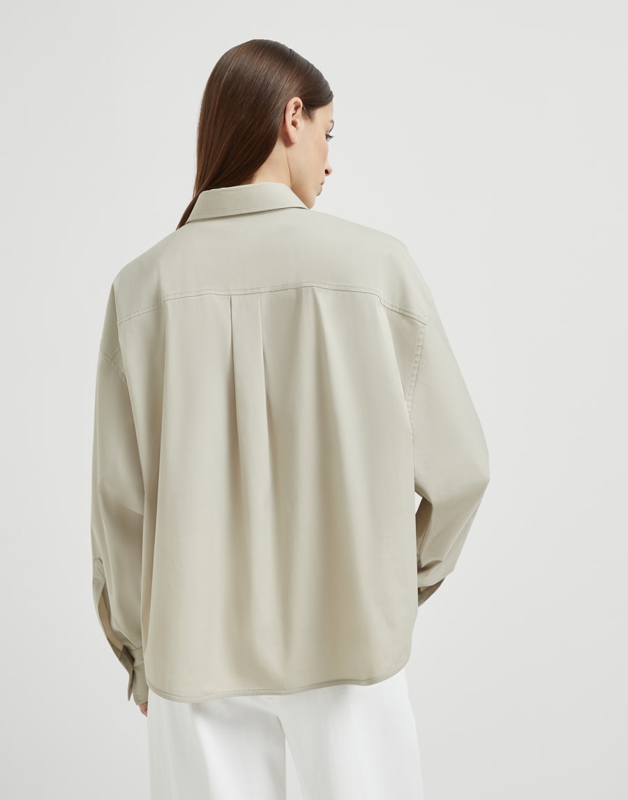 Camisa de popelina stretch Beige Claro Mujer - Brunello Cucinelli