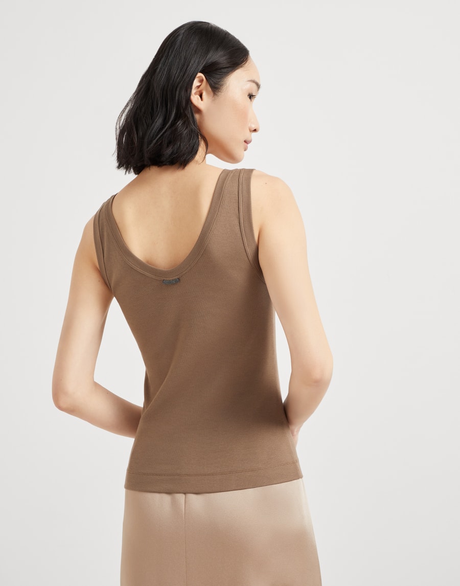 Top de jersey canalé Chocolate Mujer - Brunello Cucinelli