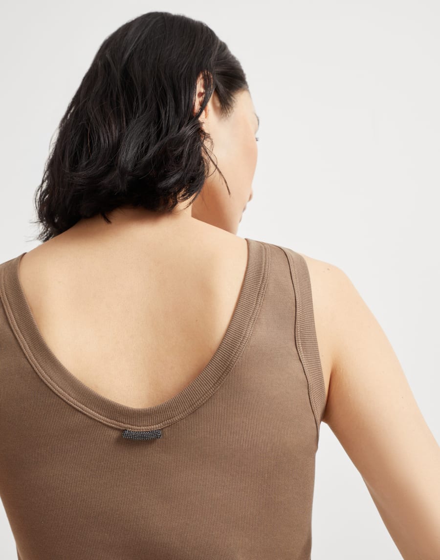 Top aus Rippenjersey Schokolade Damen - Brunello Cucinelli