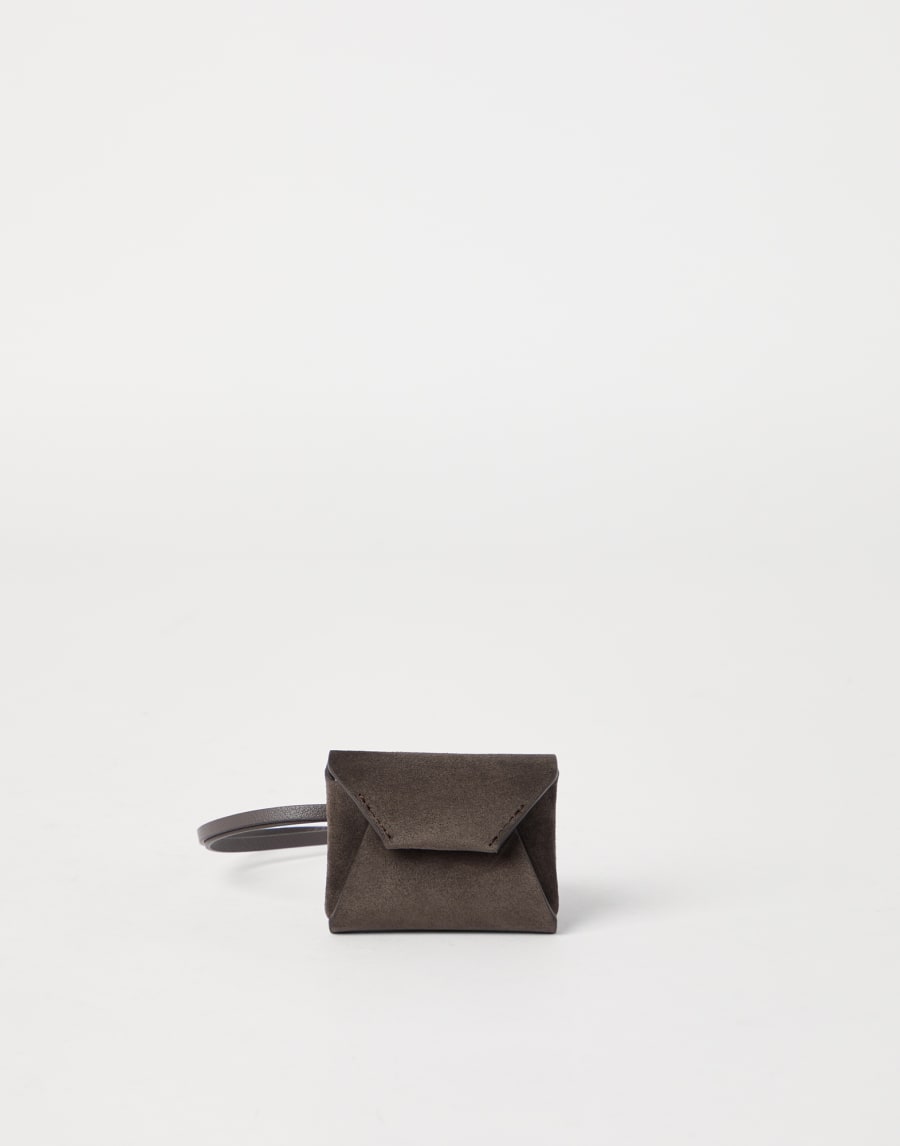Suede handbag charm Rust Brown Woman - Brunello Cucinelli