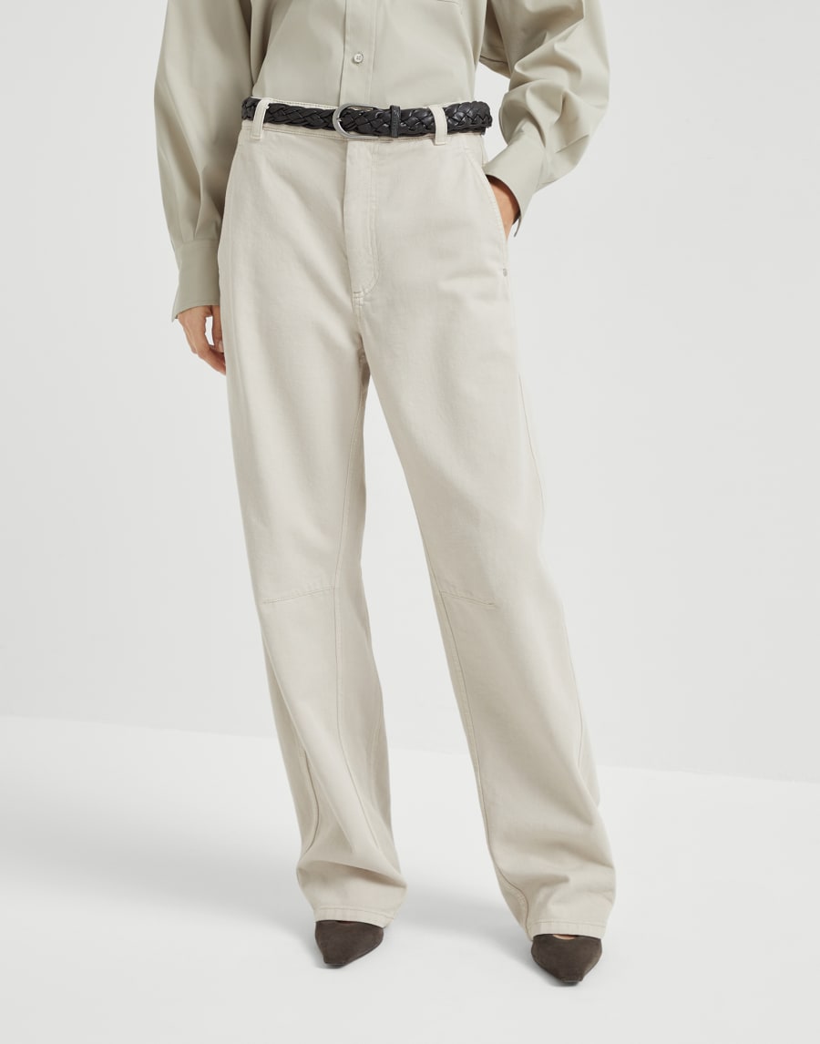 Curved Soft trousers Cool Beige Woman - Brunello Cucinelli