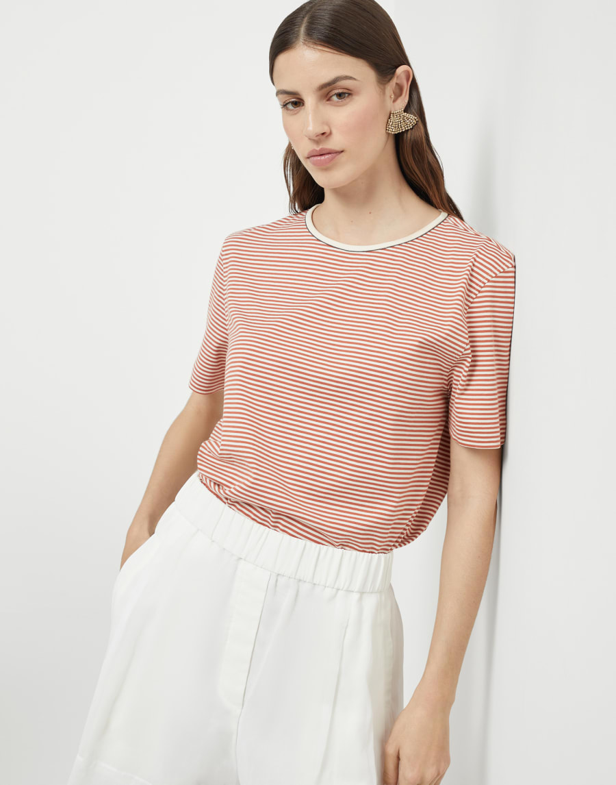 Футболка с цепочкой Мониль Мандариновый Женщина - Brunello Cucinelli