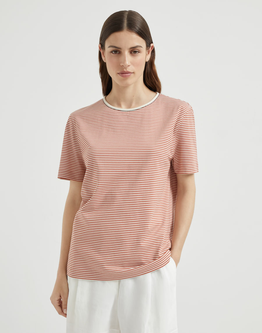 T-shirt with monili Mandarin Woman - Brunello Cucinelli