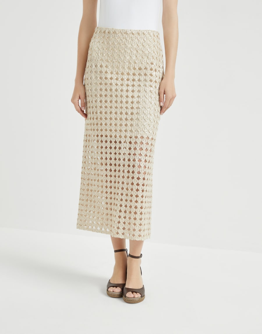 Юбка миди с блестящей вышивкой Верблюжий Женщина - Brunello Cucinelli