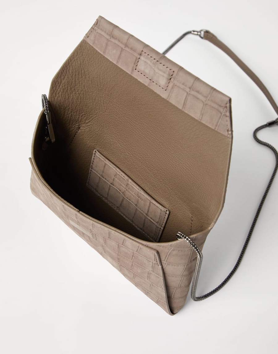 Croc print BC Duo pochette Light Brown Woman - Brunello Cucinelli