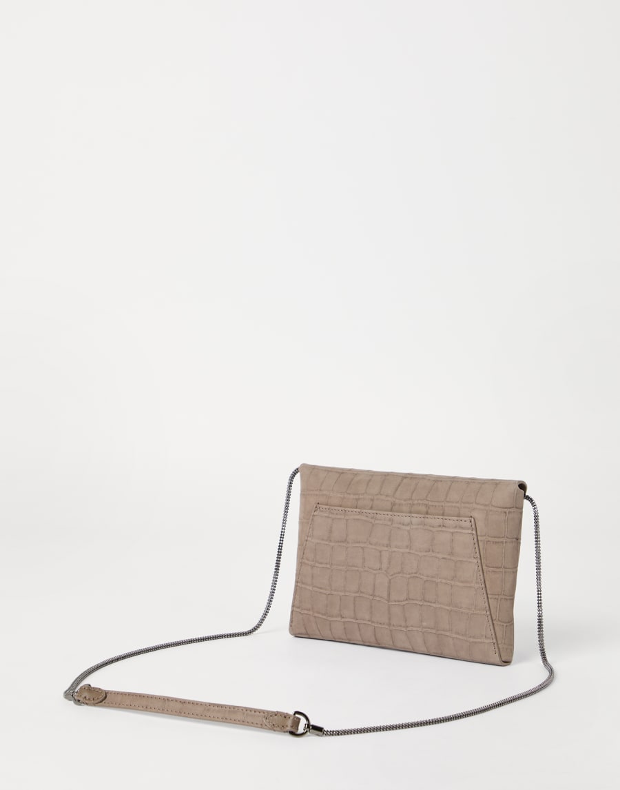 Croc print BC Duo pochette Light Brown Woman - Brunello Cucinelli