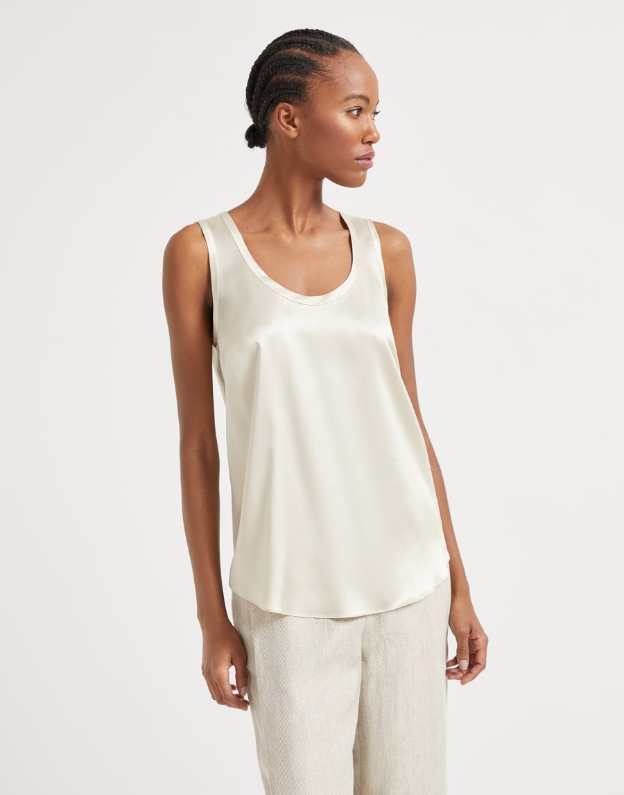 Топ из атласа Бежевый Женщина - Brunello Cucinelli