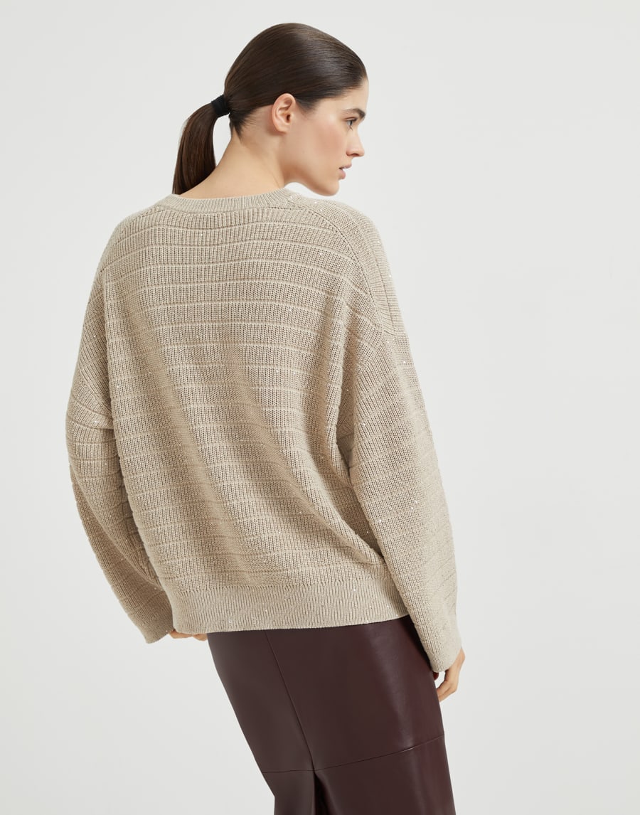 Cotton Diamond yarn sweater Warm Beige Woman - Brunello Cucinelli