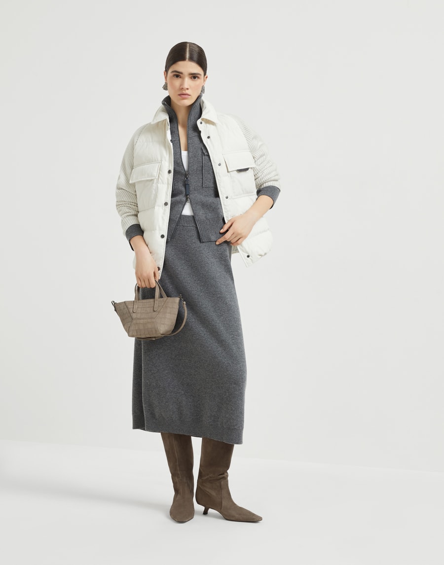 Cotton down jacket Ivory Woman - Brunello Cucinelli