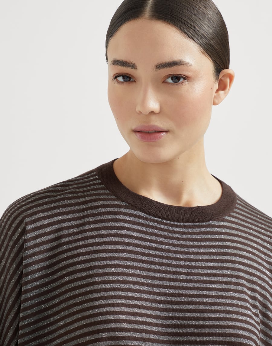Virgin wool and cashmere T-shirt Cocoa Woman - Brunello Cucinelli