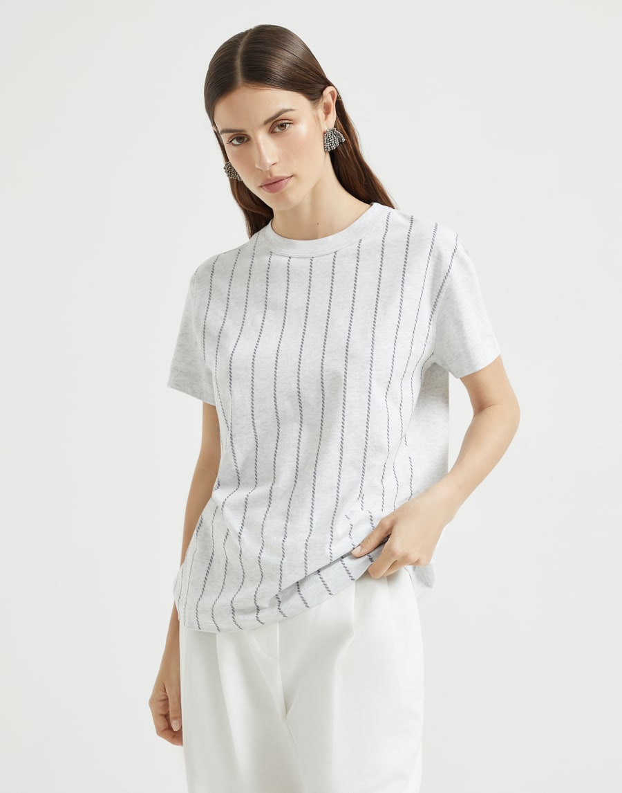 Dazzling embroidery T-shirt Fog Woman - Brunello Cucinelli