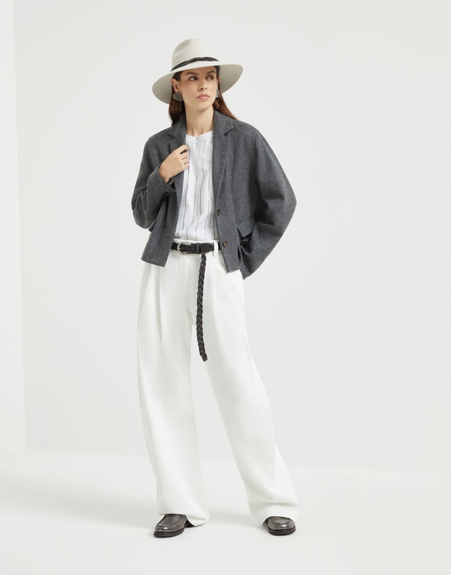 Dazzling embroidery T-shirt Fog Woman - Brunello Cucinelli