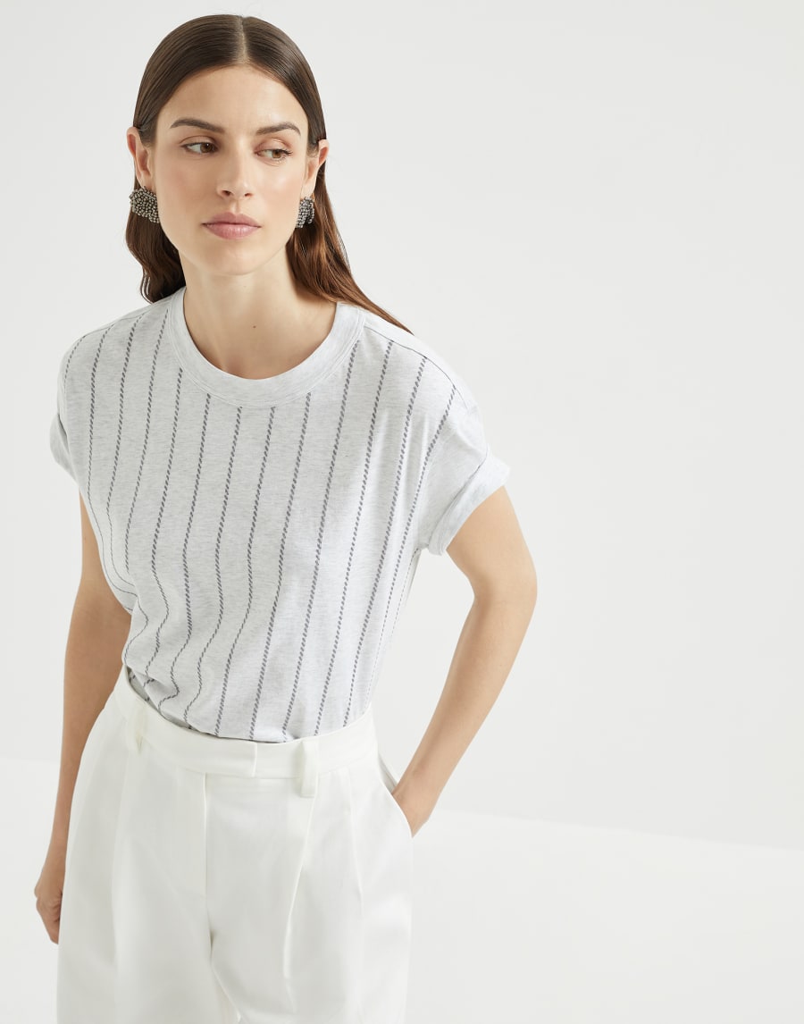 Dazzling embroidery T-shirt Fog Woman - Brunello Cucinelli