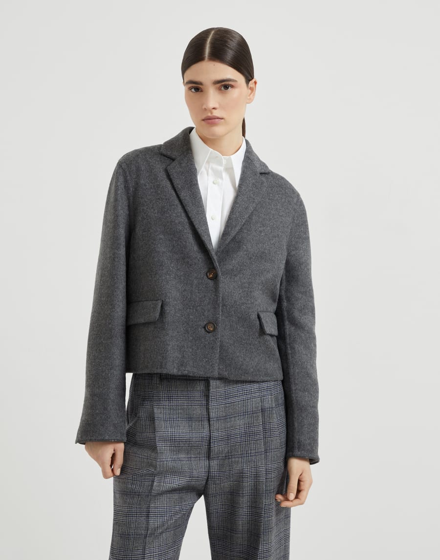 手工短版夹克 炮铜灰色 女款 - Brunello Cucinelli
