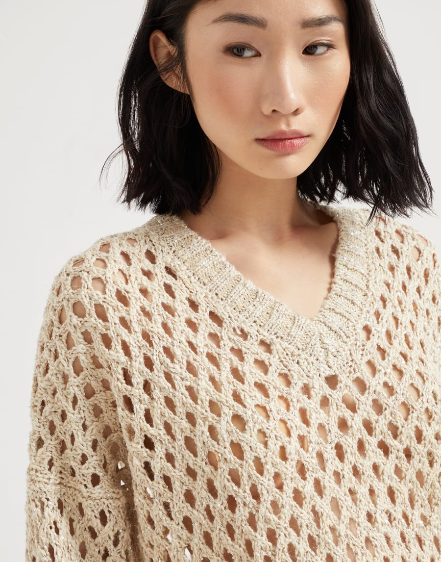 Dazzling Net-Pullover Hafer Damen - Brunello Cucinelli