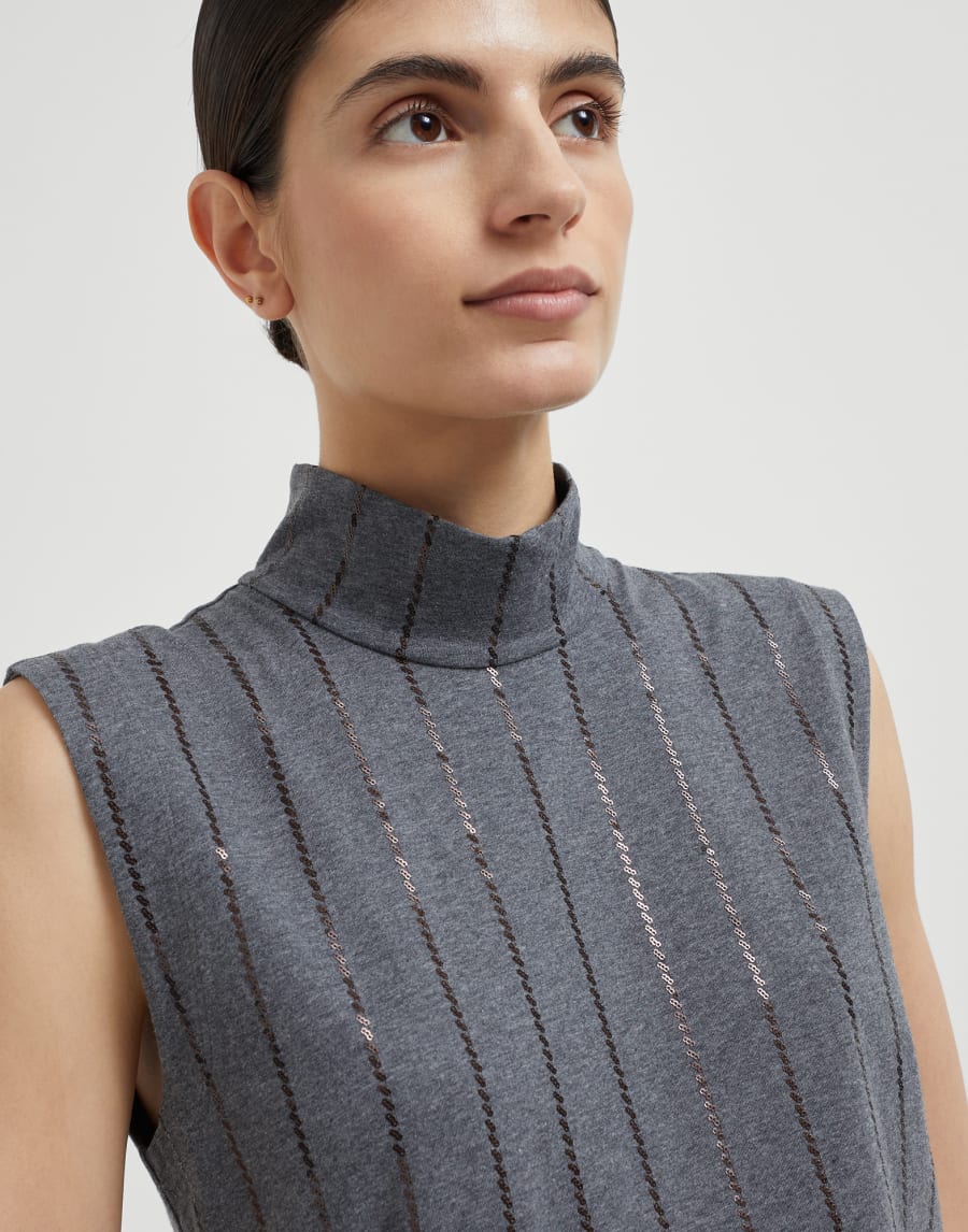 Dazzling Embroidery top Lead Woman - Brunello Cucinelli