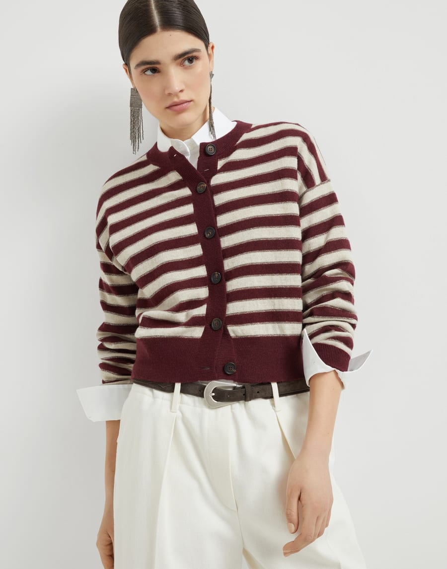 Cashmere cardigan Amaranth Woman - Brunello Cucinelli