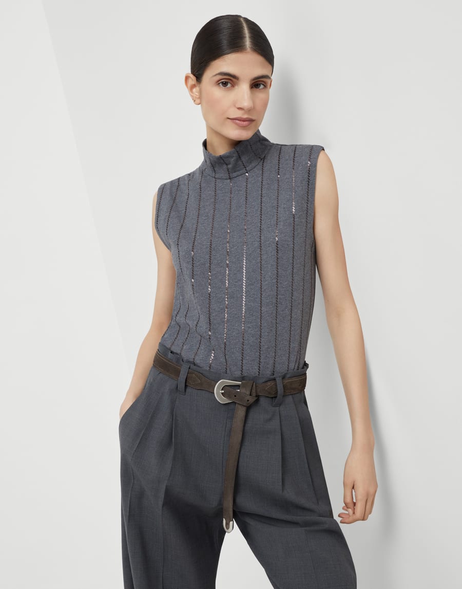 Dazzling Embroidery top Lead Woman - Brunello Cucinelli
