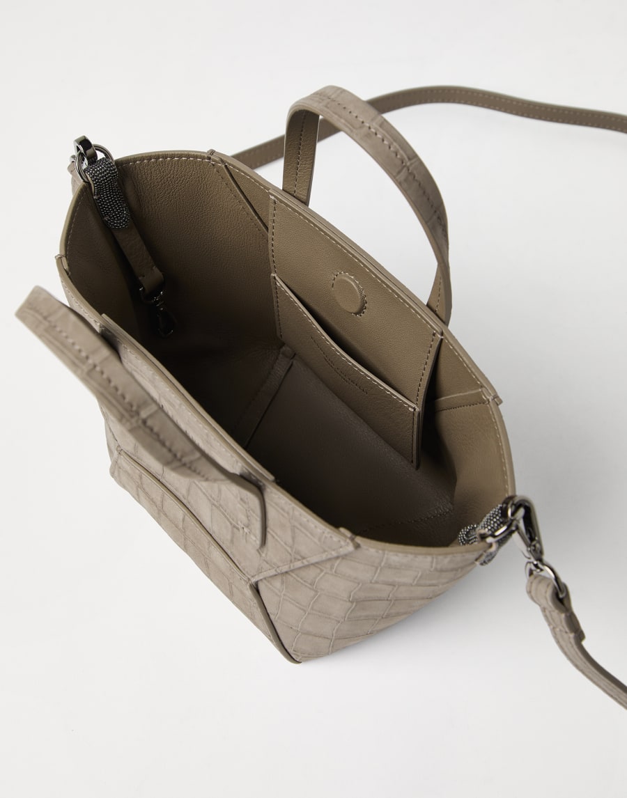 Croc print BC Duo mini bag Light Brown Woman - Brunello Cucinelli