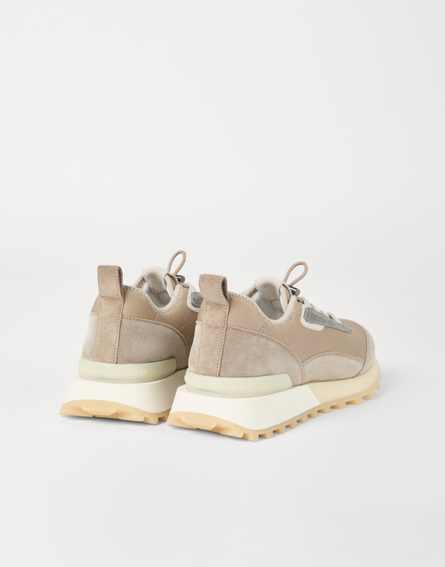 Techno fabric and suede runners Beige Woman - Brunello Cucinelli