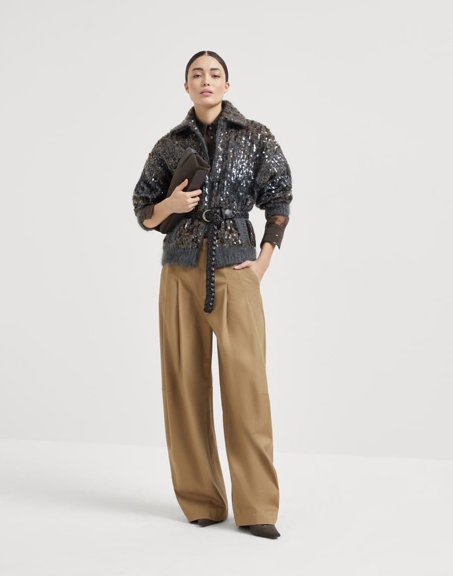 Dazzling dégradé embroidery cardigan Lead Woman - Brunello Cucinelli