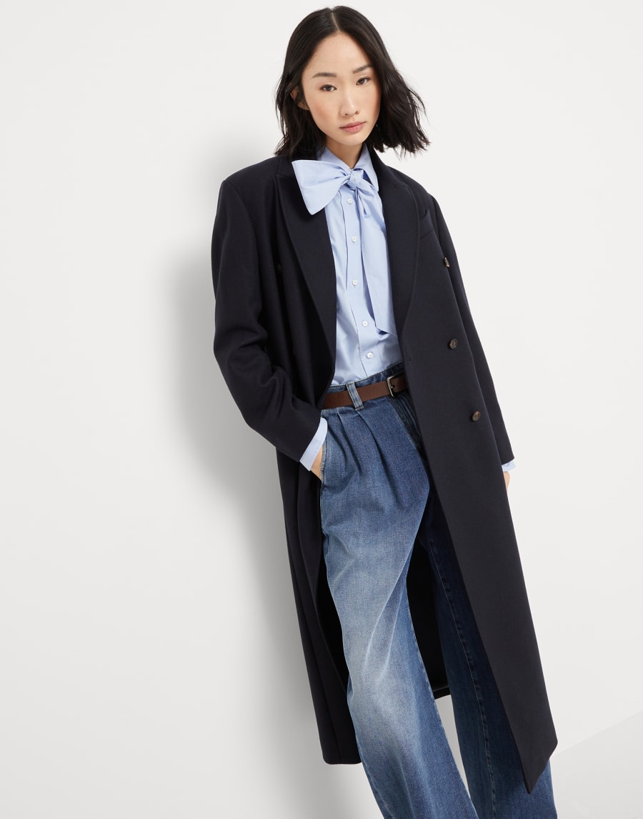 薄羊毛料大衣 夜黑 女款 - Brunello Cucinelli