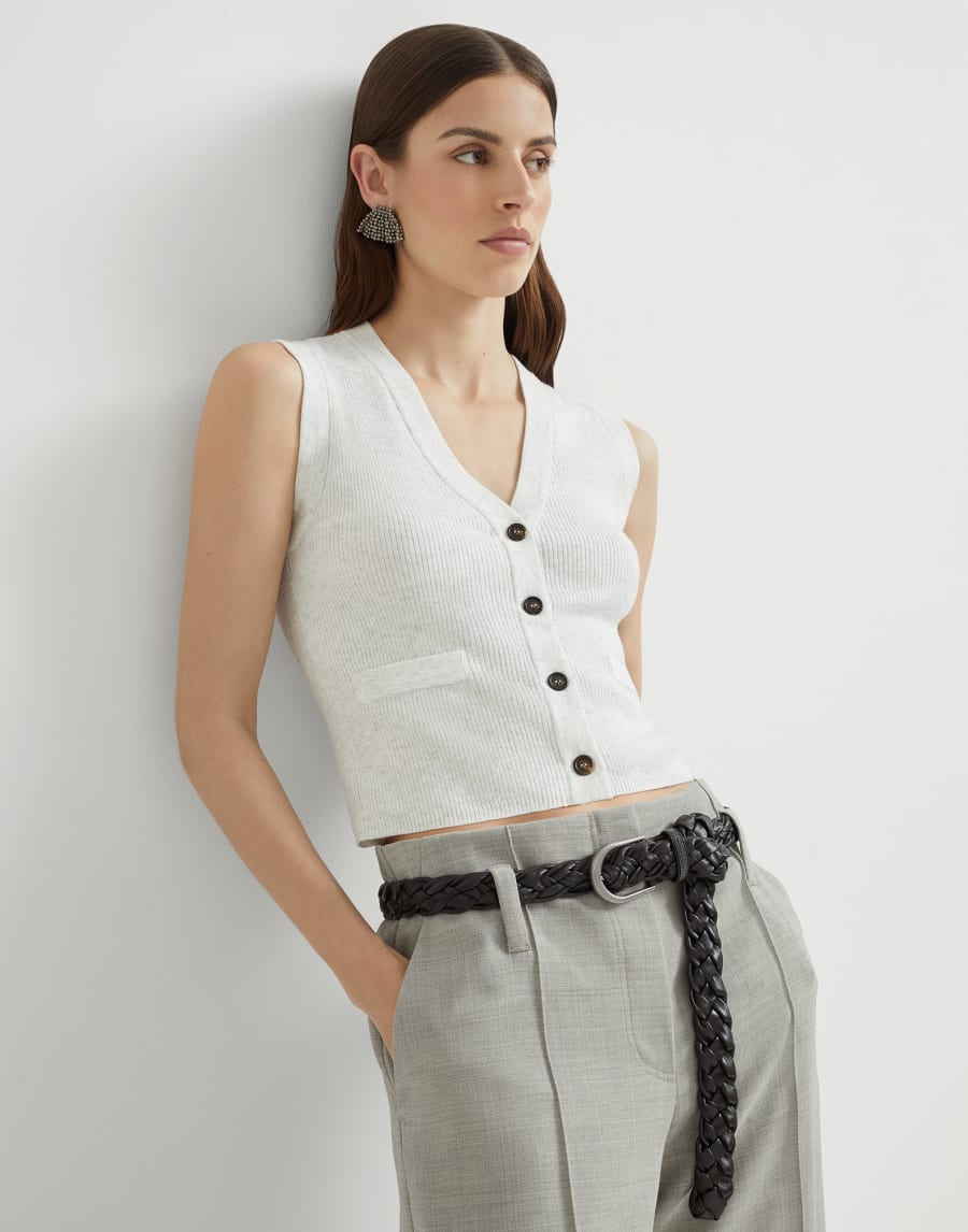 Cashmere knit vest White Woman - Brunello Cucinelli