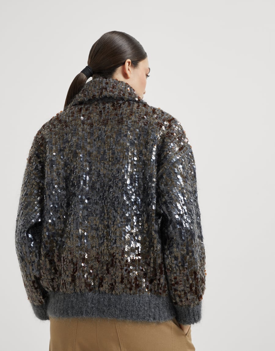 Dazzling dégradé embroidery cardigan Lead Woman - Brunello Cucinelli