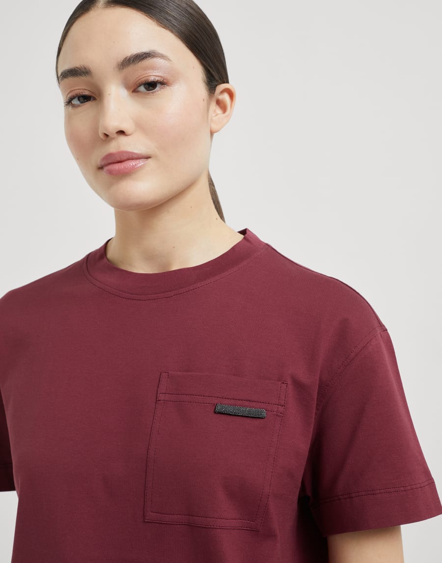 T-Shirt aus Baumwolljersey Burgundy Damen - Brunello Cucinelli